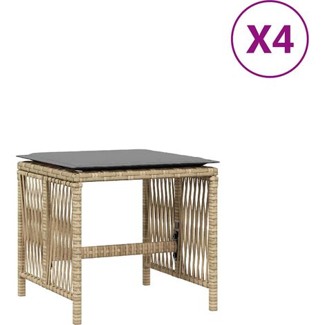 Maison Exclusive - Sgabelli Giardino Cuscini 4pz Beige Misto 41x41x36cm Polyrattan