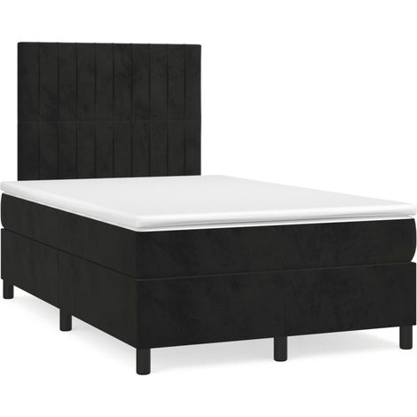 Sommier à lattes de lit et matelas LED noir 120x190 velours (1/5)