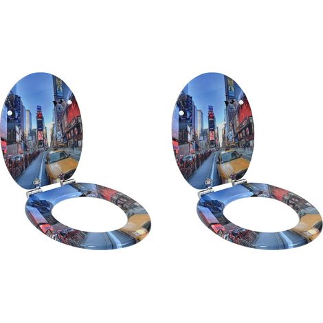 Soft-Close Toilet Seat 2 pcs Multicolour 44 x 38 cm MDF board vidaXL