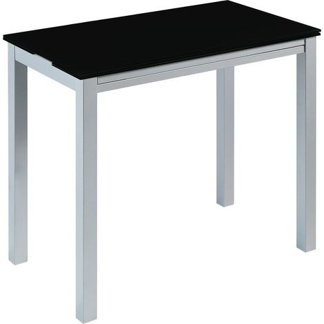 MOMMA HOME Mesa de Cocina Extensible Negro - Modelo Londres - Material Cristal Templado/Metal - Medidas 95 x 55/95 x 95 cm Medidas: 76 cm (1/3)