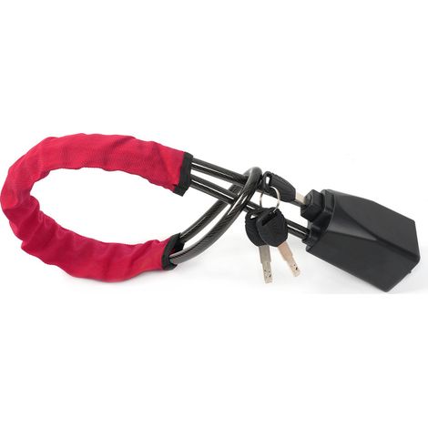 Car steering wheel lock, steering wheel anti-theft device, seat belt buckle lock, steel cable lock, steel wire rope lock, car-mounted - aluminum alloy - red (1/4)
