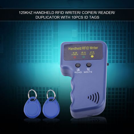 Enregistreur/copieur/lecteur/duplicateur RFID portable 125 kHz avec 10 étiquettes d'identification (1/5)