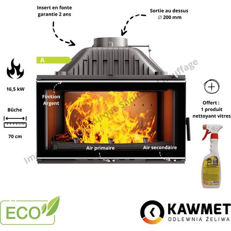 Insert à bois fonte W16 16,3 KW ECO KAWMET