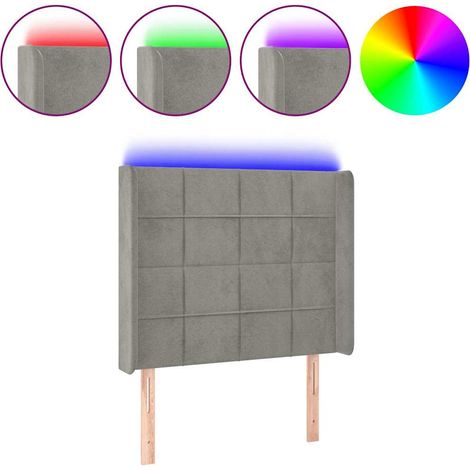 Maison Exclusive - Cabecero con LED de terciopelo gris claro 103x (1/5)