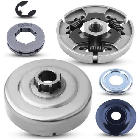 LinDuxe Kit de jante de pignon de tambour d'embrayage 3/8 7T pour Stihl MS 170 171 180 181 190T 191T 210 211 230 250 Pièces de rechange avec rondelle d'embrayage Roulement à aiguilles E-Clip (1/4)