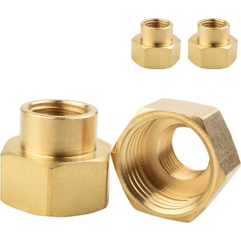 4 Pièces Manchon Réducteur Hexagonal Femelle-Femelle 1/4" vers 1/2" BSP, Laiton Massif Paroi Épaissie, Adaptateur pour Transition de Diamètre en Plomberie (1/5)