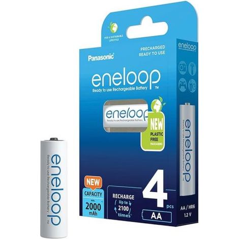 Eneloop Panasonic batterie ricaricabili 4 stilo AA 2000 mAh BK-3MCCE