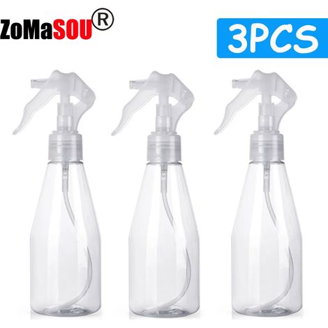(Lot de 3 flacons de 200 ml) Flacon pulvérisateur à gâchette de 200 ml en plastique pour le nettoyage, l'arrosage et le parfum. Flacon vide pour la cuisine et le jardinage. (1/5)