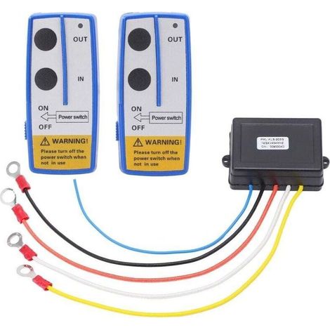Kit Télécommande Treuil Sans Fil 75 Pieds Alimentation Batterie Antenne Intégrée LED Universel Voiture VTT Camion (1/4)