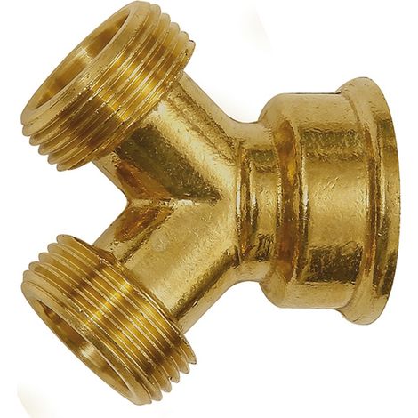 Riegler GEKA-Abzweigstück, Messing blank, 1x G 3/4 IG, 2x G 3/4 AG (1/3)