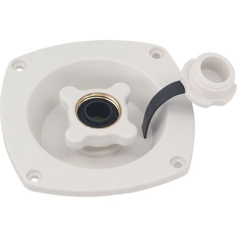 Entrée d'eau camping-car avec régulateur de pression intégré, ABS blanc résistant aux chocs, diamètre 85mm, installation facile pour caravane et bateau (1/5)