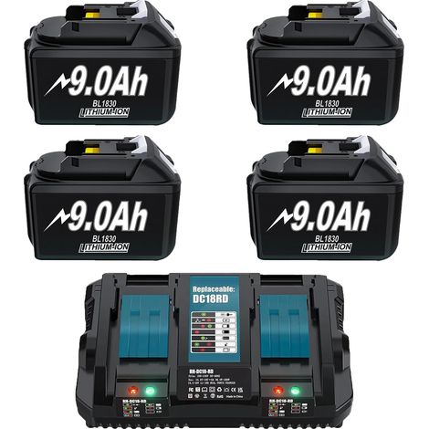Batteria di ricambio, capacità 6000 mAh, compatibile con i modelli Makita, 4 x 9000 mAh, 1 x Dual (1/2)