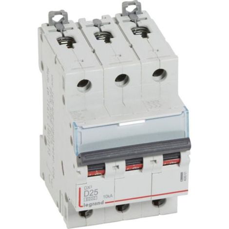 Disjoncteur DX³6000 10kA arrivée haute et départ bas à vis 3P 400 - 25A - courbe D - pour peigne HX³ traditionnel - LEGRAND