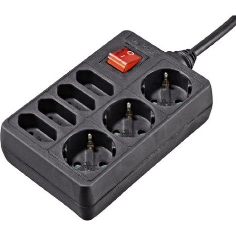 MULTIPRISE, 7 PRISES, AVEC INTERRUPTEUR, 1,4 M, NOIRE HAMA 00108868