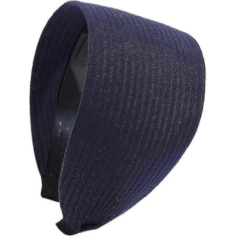 Bandeau à cheveux pour femme, couleur unie, élastique, large, style coréen, en tissu.-Blue (1/5)