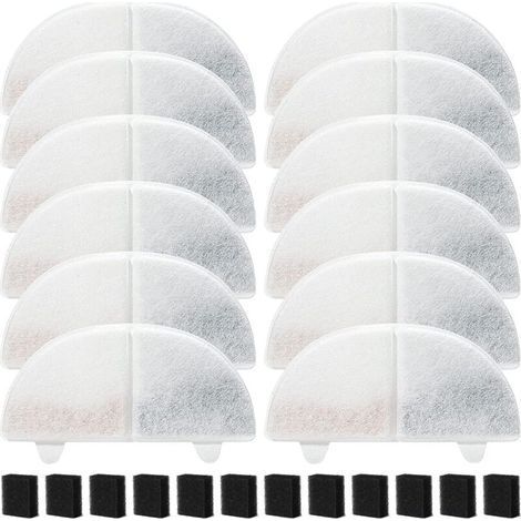20 Packs Fontaine à Fleur Filtres pour Chat, Filtre à Charbon 10 pièces et Une éponge en Mousse 10 pièces pour 20dB 2L Fontaines à WF20 avec la résine et Charbon Actif (1/5)