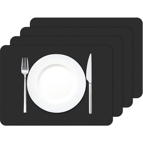 45 30cm (noir)-sets De Table, Lot De 4 Sets De Table Lavable Impermables Rectangulaire Pvc Set De Table Rsistant La Chaleur (1/5)