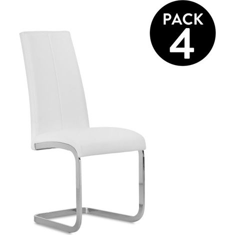 Pack 4 sillas de comedor Smile símil piel Blanco 44,9cm (ancho) x 100cm (alto) (1/5)