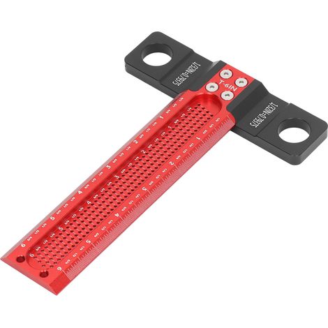 Lochmarkierungs-T-Lineal aus verschleißfester Aluminiumlegierung, präziser T-förmiger Lochanreißer für Holzbearbeitung, 6 Zoll (1/5)
