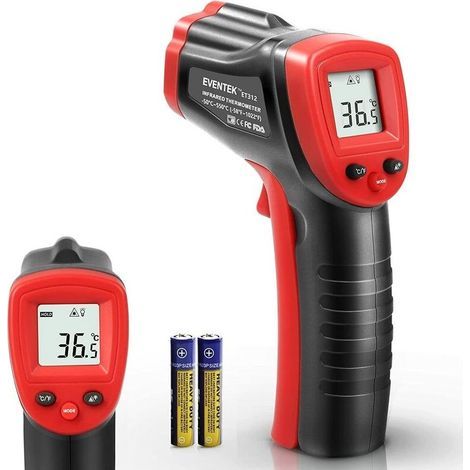 Thermomètre Infrarouge, Eventek Thermomètre Laser, -50°C550°C (-58°F1022°F), 【Thermomètre industriel】 Thermomètre sans Contact, LCD Numérique, Emissivité Réglable (Pas pour l'homme) (1/5)