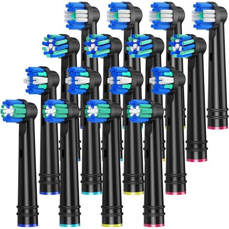 Replacement Brush Heads Compatible with 16 Family Size Toothbrush Heads for Works with Precision, Whitening and Floss-Black (1/5)