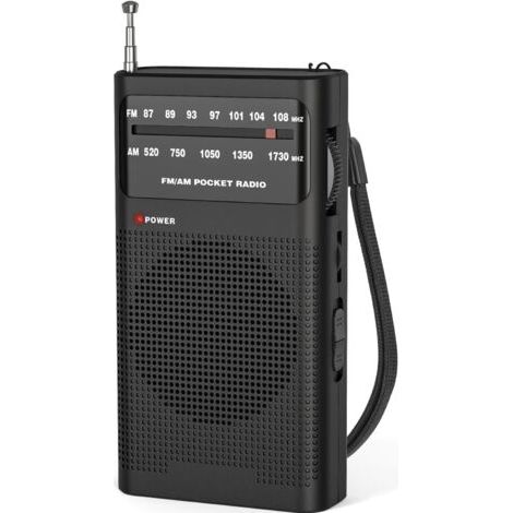 Petite radio, radio FM/AM portable, radio à batterie de poche, excellente réception et qualité sonore, noir (1/5)