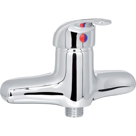 Mitigeur de douche chrome – Entr'axe variable 55 à 155mm – Filetage universel pour montage facile – Raccords inclus – Isidra