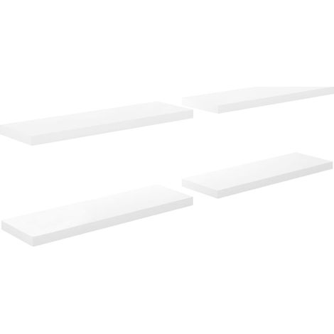 Étagère murale 4 pcs，Étagère flottante Blanc brillant 80x23,5x3,8cm MDF CFW40377 (1/5)