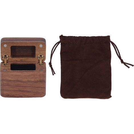 Boîte à alliances en bois de noyer avec couvercle magnétique et intérieur en velours, idéale pour la demande en mariage et rangement de bijoux (1/5)