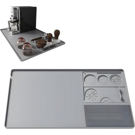 Tapis pour machine à café – 40 x 60 cm – Tapis d'égouttage en silicone absorbant – Antidérapant et durable – Pour machine à café et bar – Noir (1/5)
