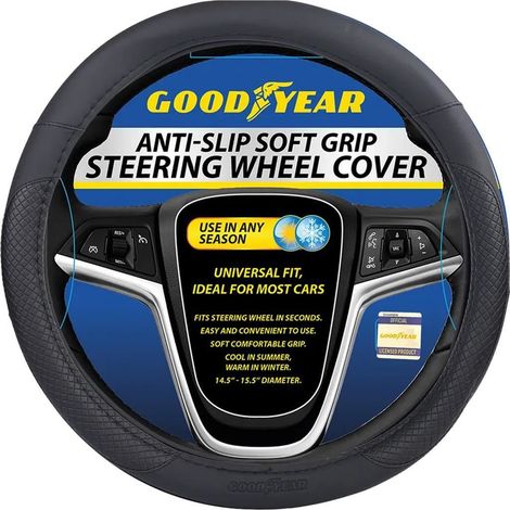 Goodyear Steering Wheel Glove Cover Soft Grip Black Mat Leather Look Universal (1/2)
