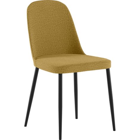 Sedia da pranzo Tamara con struttura in metallo e rivestimento in tessuto giallo - Design contemporaneo ed elegante - Stones (1/5)