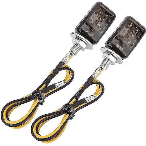 Lot de 2 mini clignotants LED jaunes universels pour moto (noir fumé) (1/5)