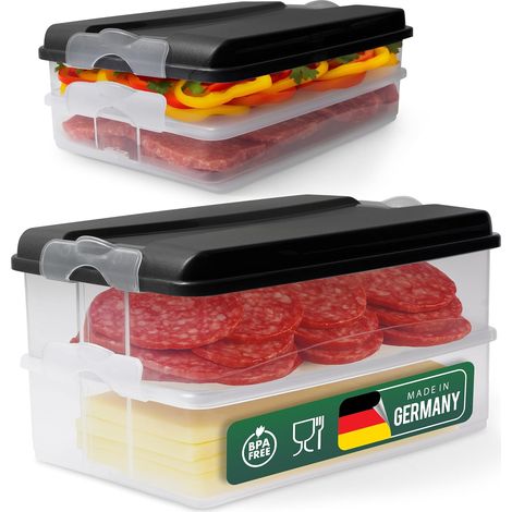 Boîtes de conservation alimentaire Novaliv (2 petites + 2 grandes + 2 couvercles), empilables pour réfrigérateur et congélateur, ensemble de boîtes de