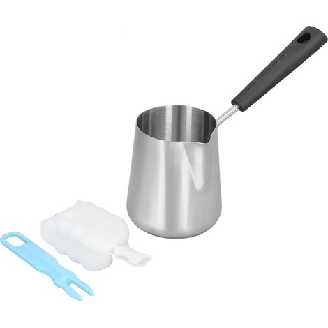 Chauffe-beurre Mini en acier inoxydable, cafetière chauffante 350 ml avec bec verseur pour faire fondre le beurre (1/5)