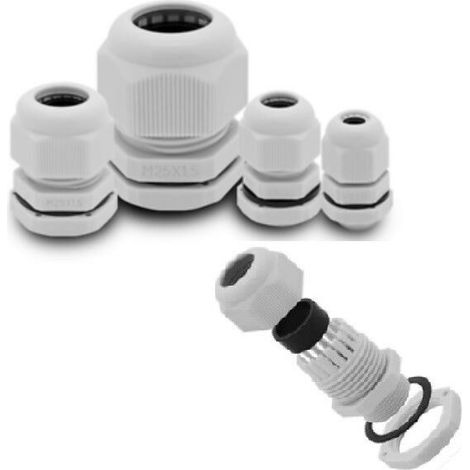 Presse étoupe Lot de 20 pièces 5 en M12 + 5 en M16 + 5 en M20 et 5 en M25