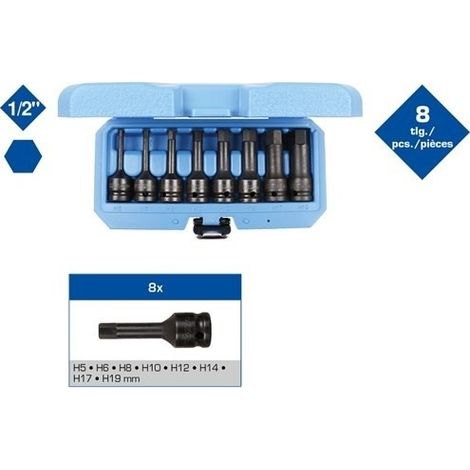 Brilliant Tools 1/2 Kraft-Bit-Stecknuss-Satz, Innensechskant, 8-tlg., 5 - 19 mm (1/2)