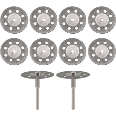 Lot de 10 disques de coupe diamantés de 22 mm de diamètre avec 2 mandrins de 3 mm, compatibles avec les outils rotatifs Dremel (1/5)