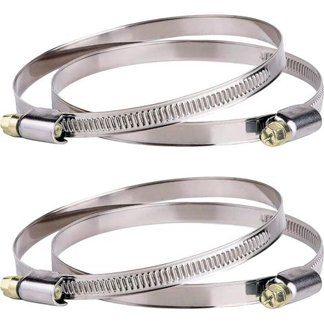 Colliers de serrage Inox - lot de 4 colliers de serrage avec entraînement par vis sans fin, plage de serrage 91-114 mm, largeur de 9 mm pour conduits et gaines de ventilation, VMC et Hotte de 100mm (1/3)