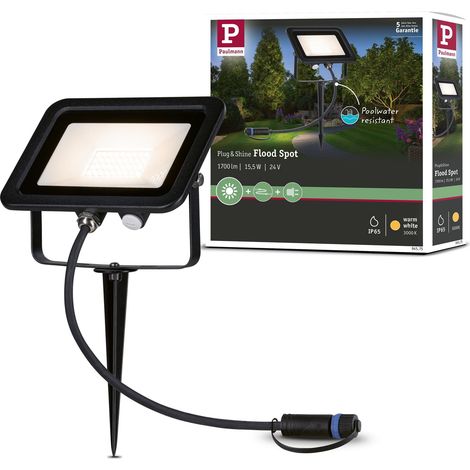 Lampe d'extérieur LED Projecteur de jardin Projecteur IP65 Blanc chaud, avec 1 spot de 15,5 watts, noir, aluminium, 3000 K (1/5)