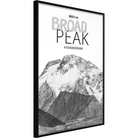 Affiche Murale Encadrée "Peaks of the World Broad Peak" 30 x 42 cm Noir