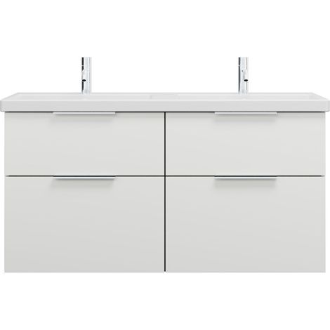 burgbad Eqio lavabo doble de cerámica con mueble bajo para lavabo