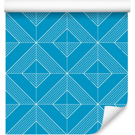 Carta da parati con motivo geometrico a rombi turchesi, dettagli raffinati, 50x1000 cm (1/5)