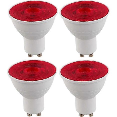 Ensemble de 4 lampes de bar/boîte de nuit avec ampoules LED rouges GU10 de 5 W, 220 V, 230 V et 240 V, pour une ambiance dynamique et un éclairage d'ambiance (hwy615). (1/4)