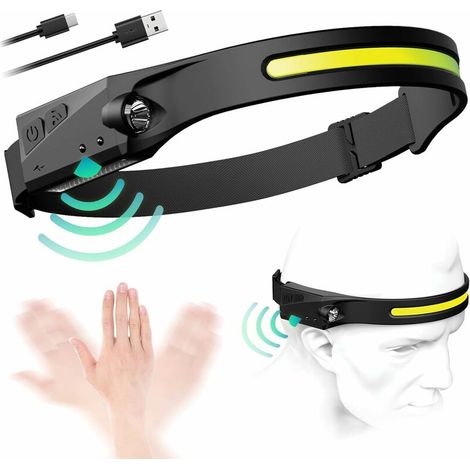 Lampada frontale a LED, torcia frontale ricaricabile e impermeabile, 5 modalità di illuminazione per corsa, pesca, campeggio, escursionismo, ciclismo, lettura