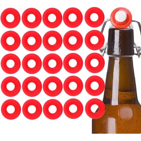 25 joints Grolsch pour bouteilles à bouchon à vis, en silicone rouge, souples et étanches, de rechange pour bouteilles de bière artisanale et bouteilles de soda.-AquaForge (1/5)