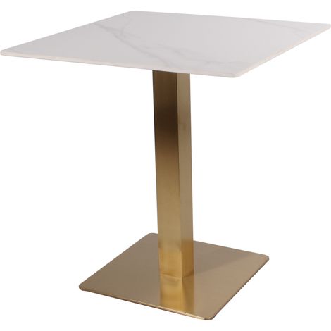 Tavolo bar pietra sinterizzata effetto marmo bianco e oro interno esterno 80x80 cm (1/3)