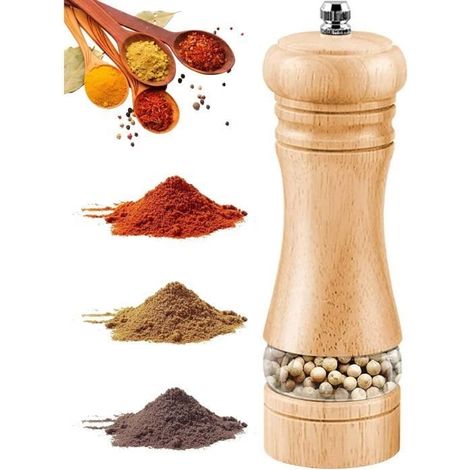 Moulins à Poivre et Sel,Salieres et Poivrieres Bois,Broyeur à épices en Céramique Réglables,Moulins à Épices Manuel,pour restaurant (1/4)