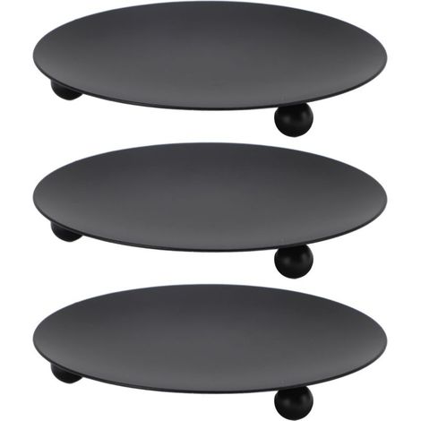 Ensemble de 3 Porte-bougies en Fer Style Rétro Chandelier Pilier Décoratif Stable pour Table et Intérieur Maison (1/4)