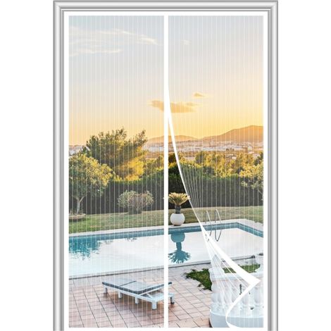 Moustiquaire Porte Fenêtre 120x210, Fermeture Automatique Moustiquaire Porte - Anti-moustiques et anti-poussière, blanc, Magnétique (1/5)